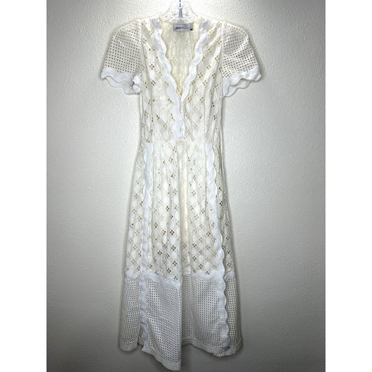 Alice McCall Daybreak White Ivory Broderie Lace Midi with Slip Dress 2