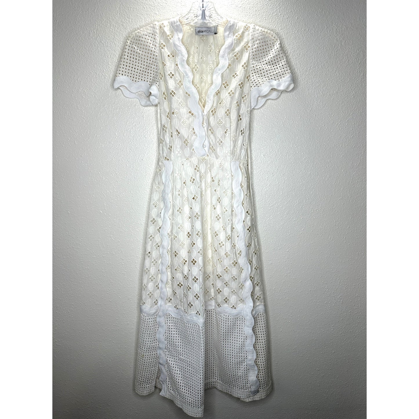 Alice McCall Daybreak White Ivory Broderie Lace Midi with Slip Dress 2