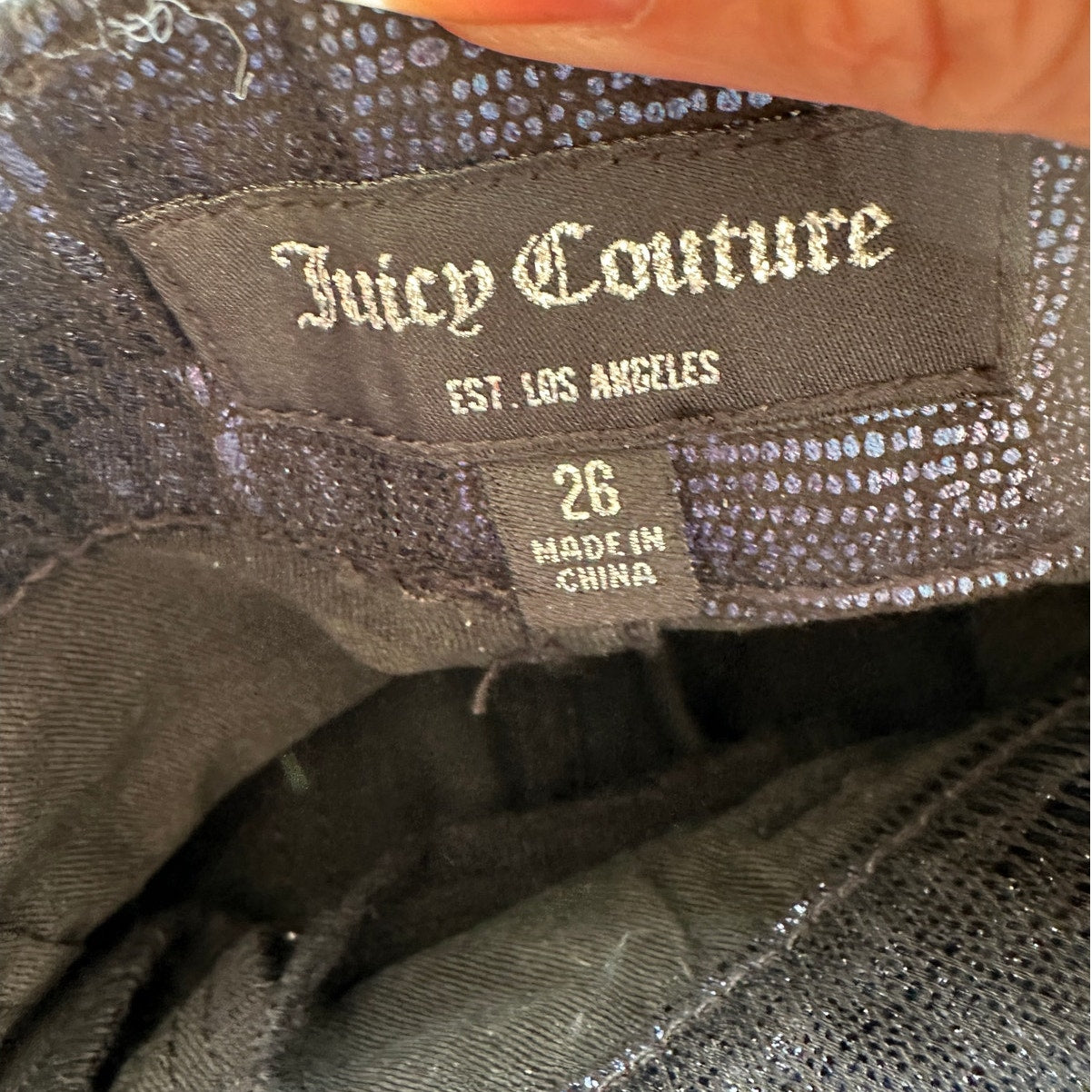 NWT Juicy Couture Navy Black Metallic Snake Print Pull On Jegging 26