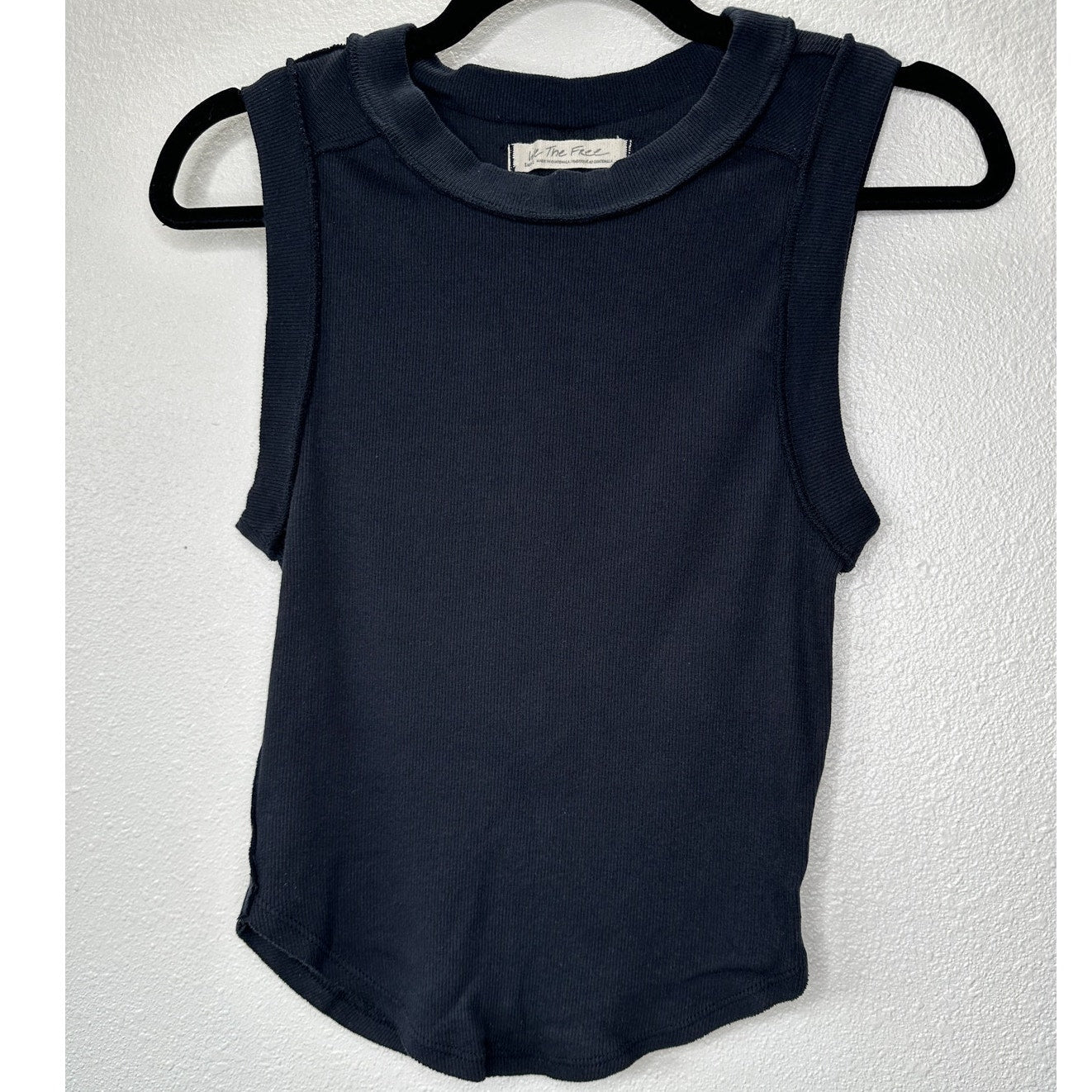 We The Free Black Round Neck Sleeveless Kate Shirt Ribbed Tank Top S