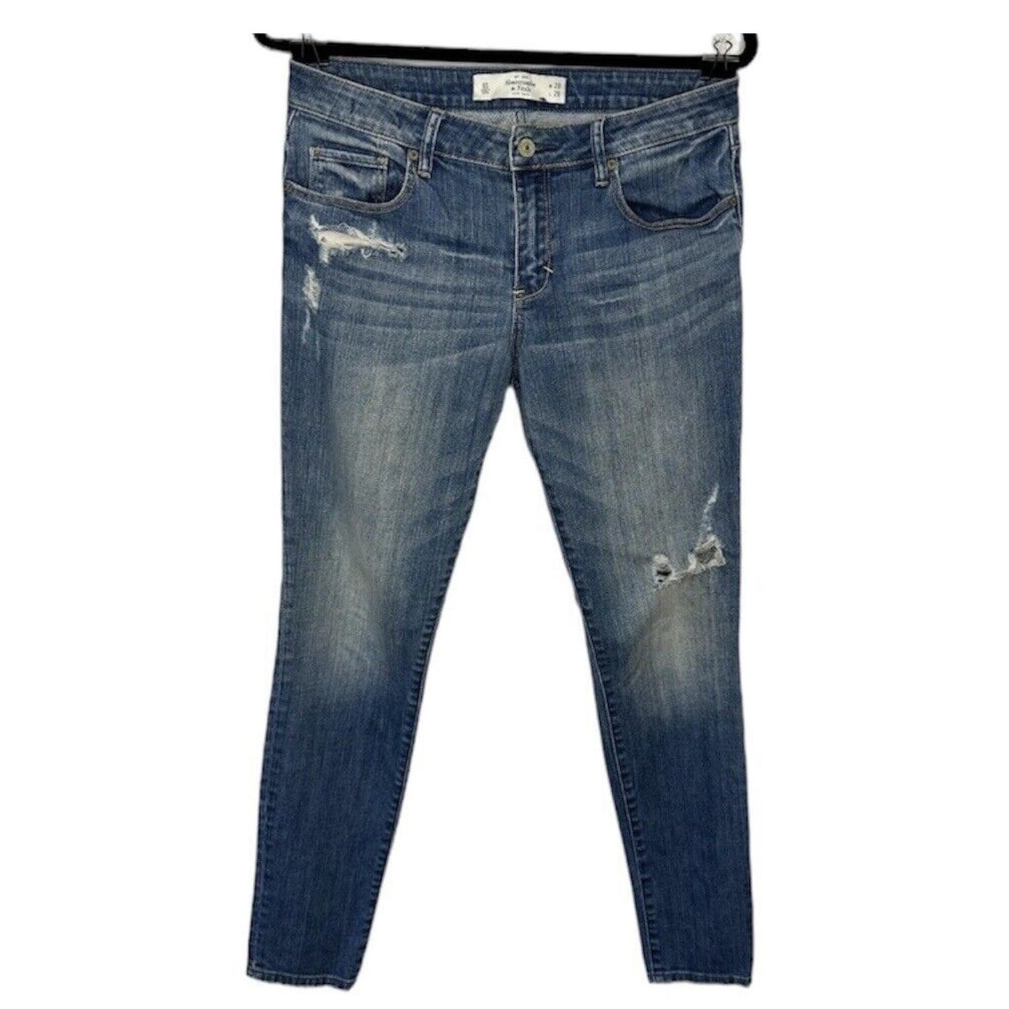 Abercrombie & Fitch Blue Super Skinny Mid Rise Distress Jeans 5-Pocket 28 / 29