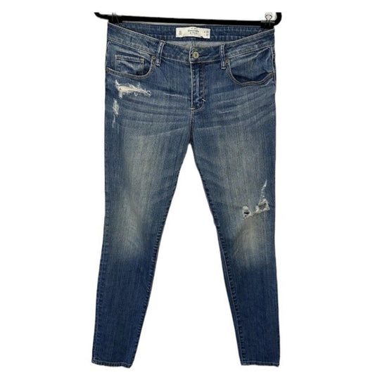 Abercrombie & Fitch Blue Super Skinny Mid Rise Distress Jeans 5-Pocket 28 / 29