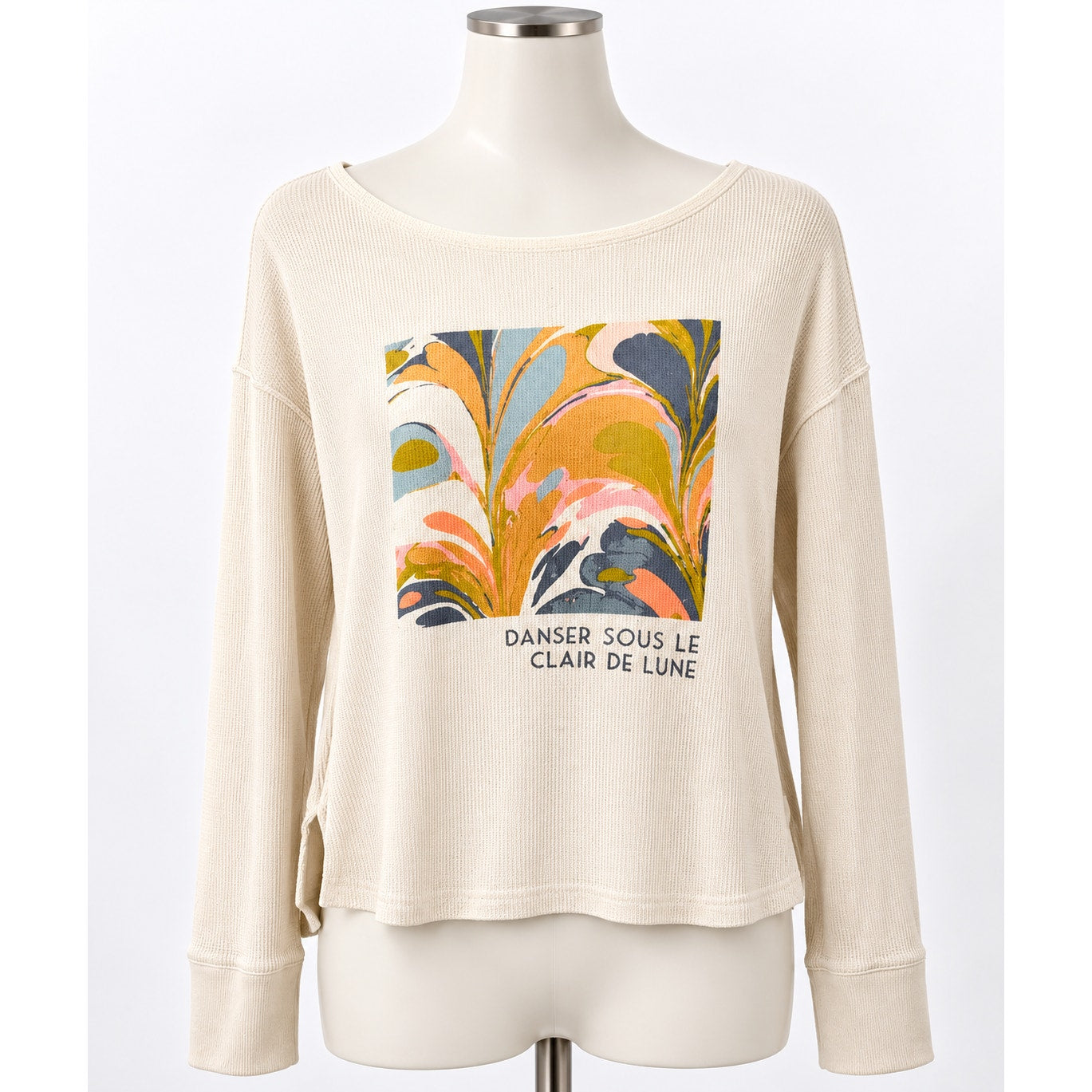 Saturday/Sunday Cream Catrina Thermal Long Sleeve Waffle Top XS