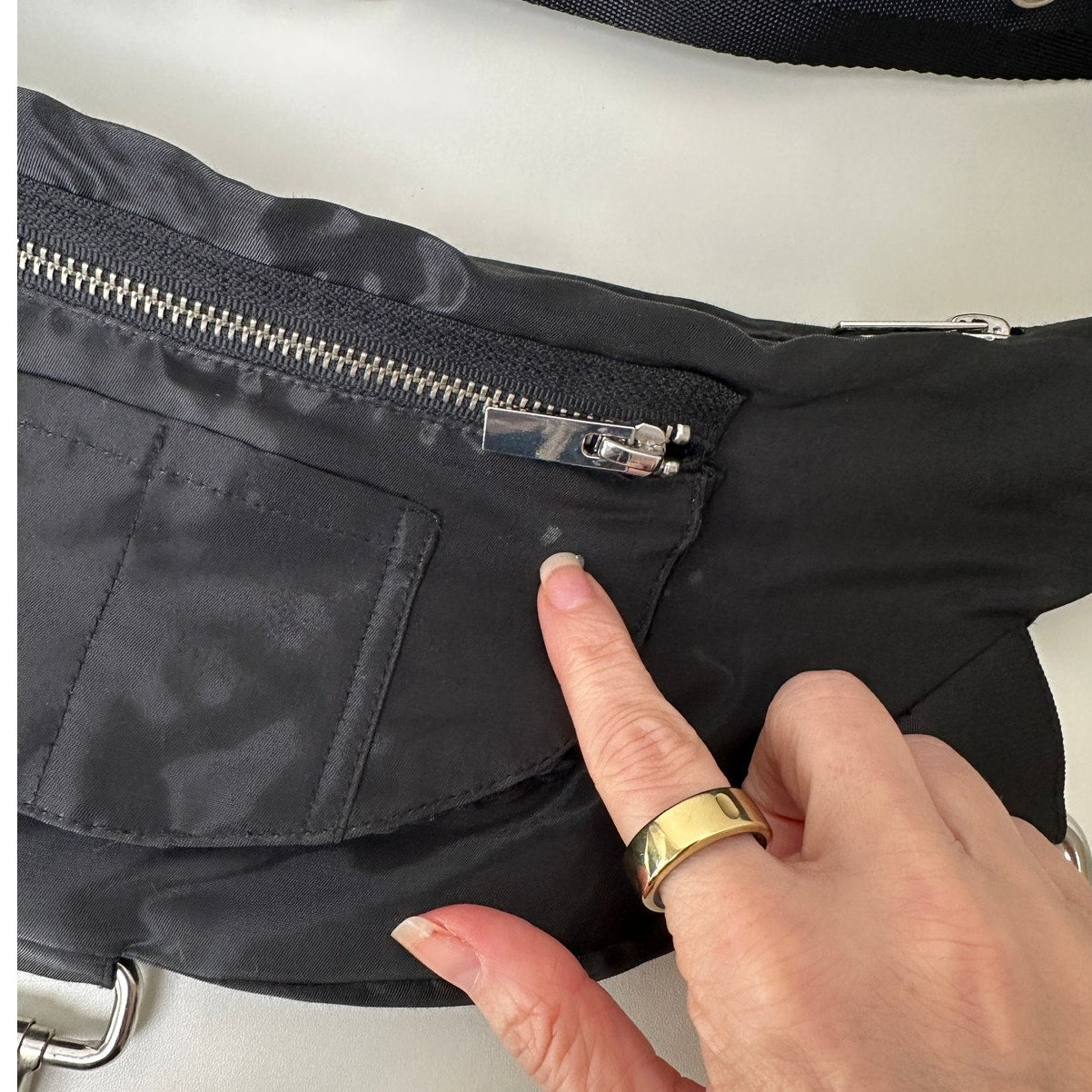Strike Oil Shiny Canvas Belted Felt Fanny Pack