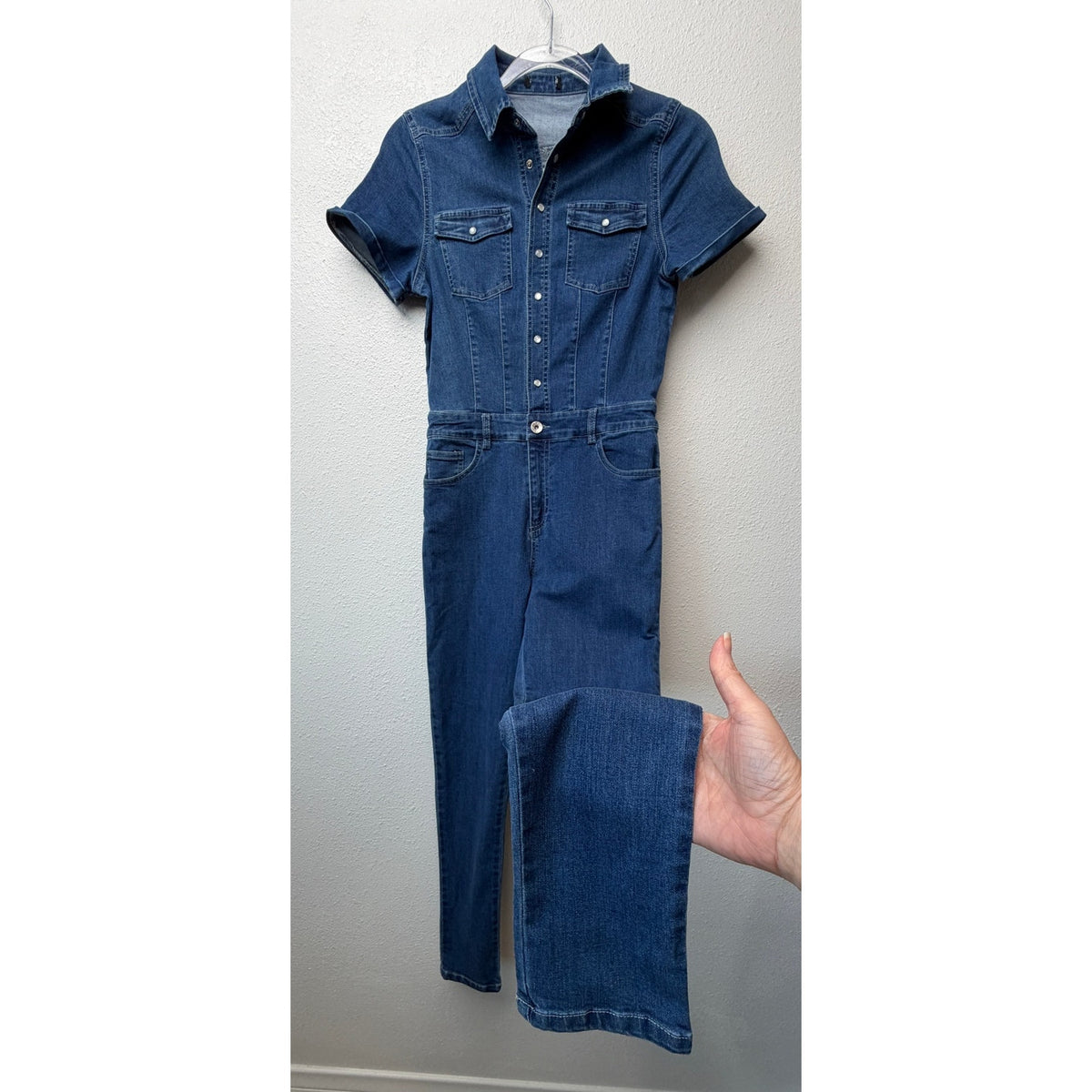 Fashion Nova Blue Denim Jumpsuit Womens M Utility
