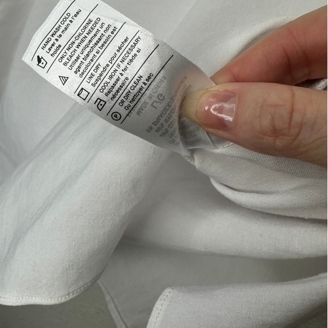 Vince White Linen Round Neck Cap Sleeve Side Slit Boxy Tee Top L