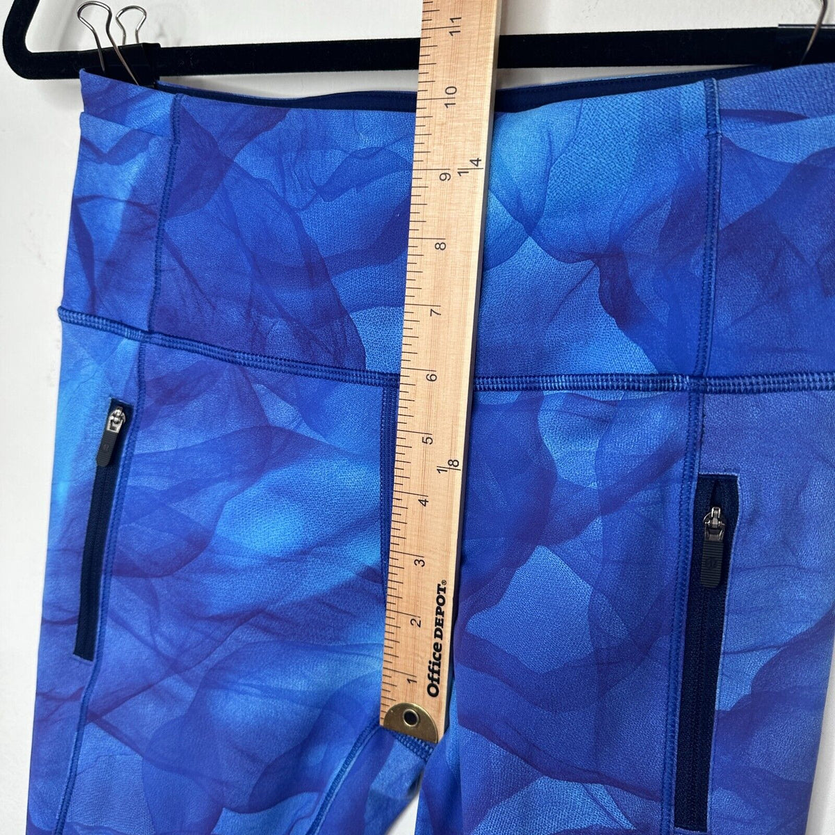 Lululemon Blue Run It Out High Waist Full Length Midnight Tulle Yoga Zip Pant S