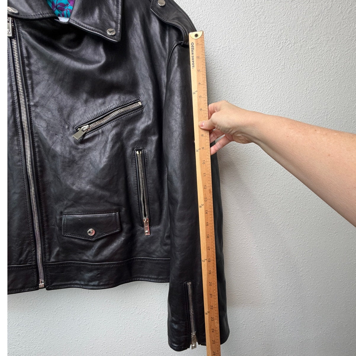 Versace Black Leather Moto Biker Jacket Men L