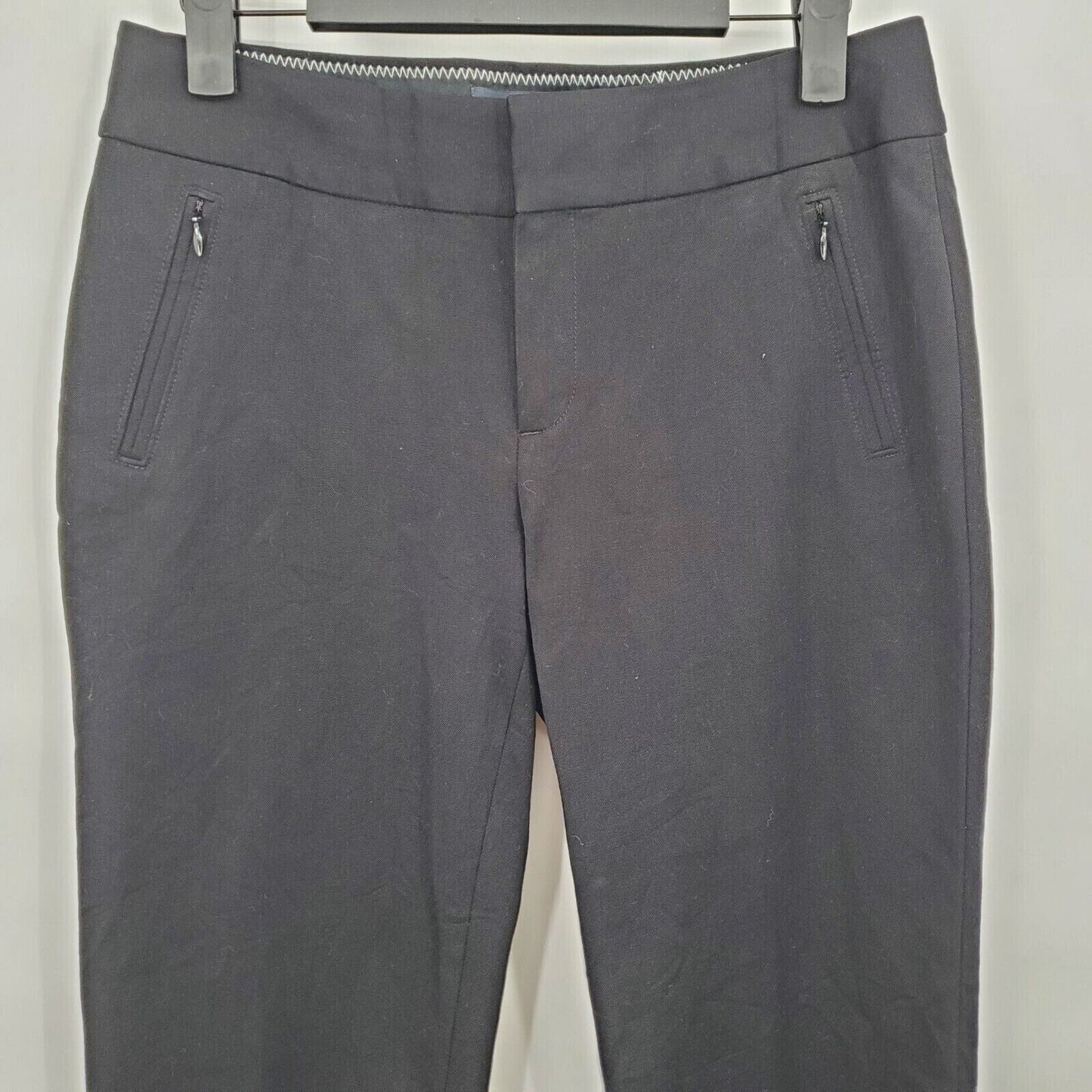 Banana Republic Black Martin Fit Stretch Chino Trouser Long Pants Zip Pocket 8