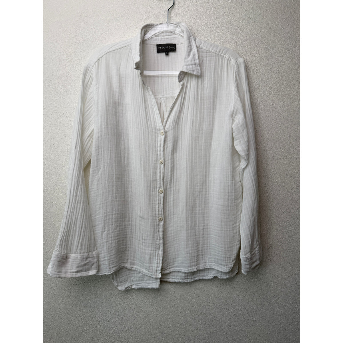 Michael Stars White Cotton Gauze Button Shirt Women M
