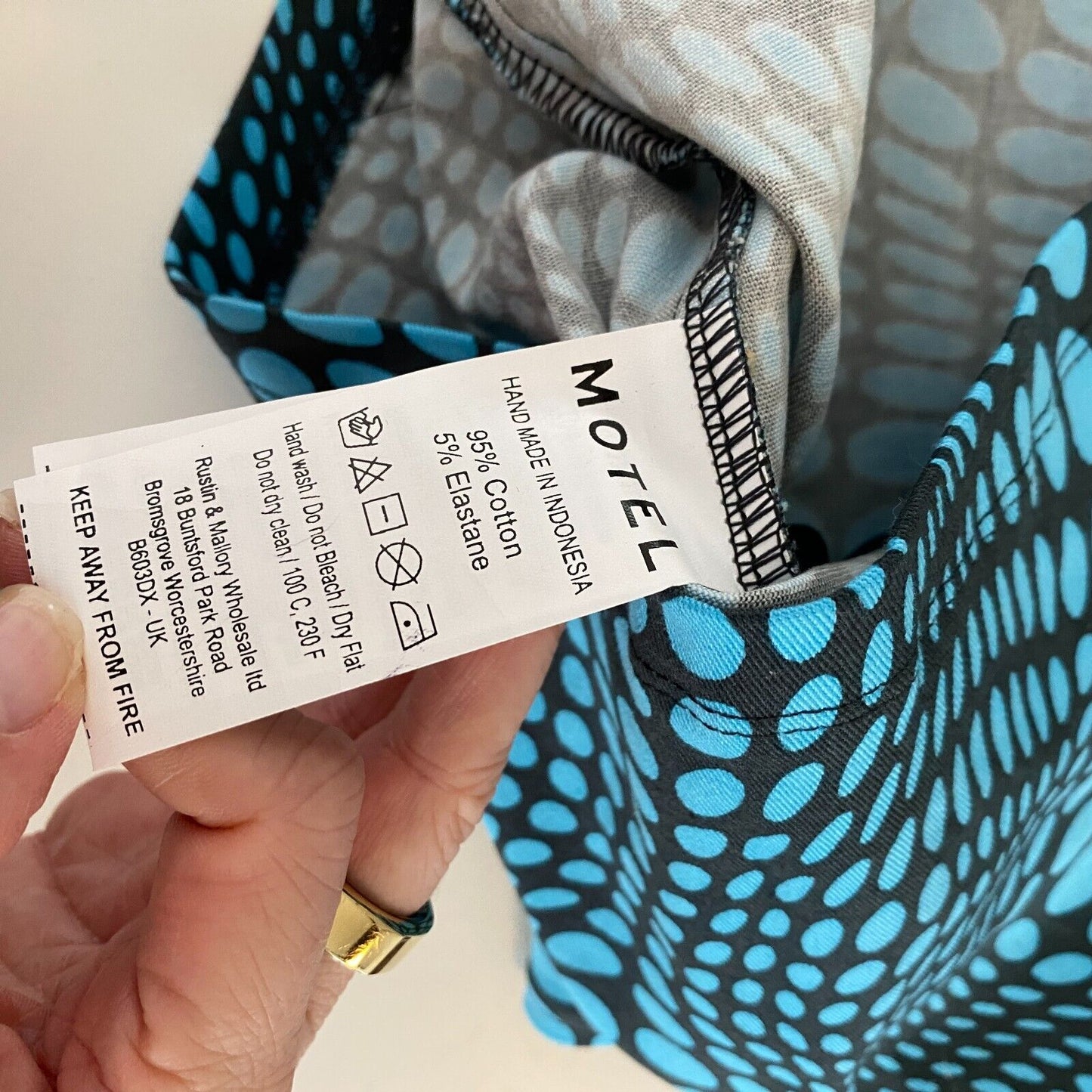 NWT Motel Ina Bodycon Mini Fitted Skirt Optic Polka Blue & Black Zip Back Small