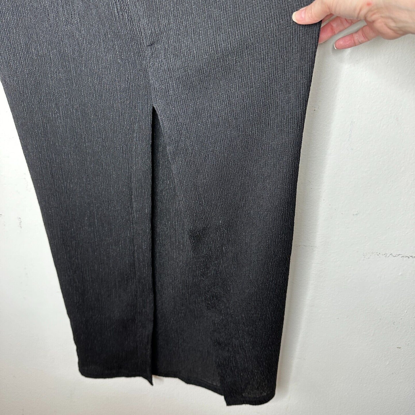 NWT Rumer Black High Waist Pencil Tucker Maxi Elastic Back Slit S