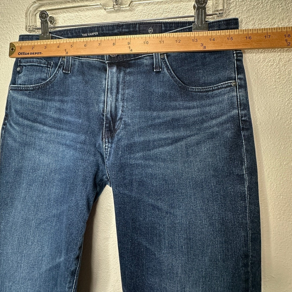 AG Dark Wash The Harper Essential Straight Raw Hem Jeans 29