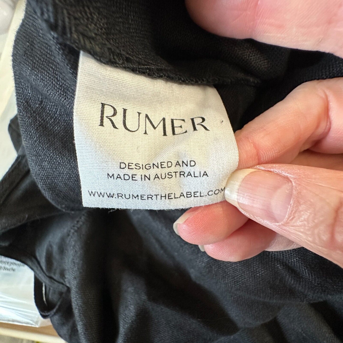 Rumer Black Avalon Ring Linen Dress Bandeau Top & Side Slit Skirt Zip Back L
