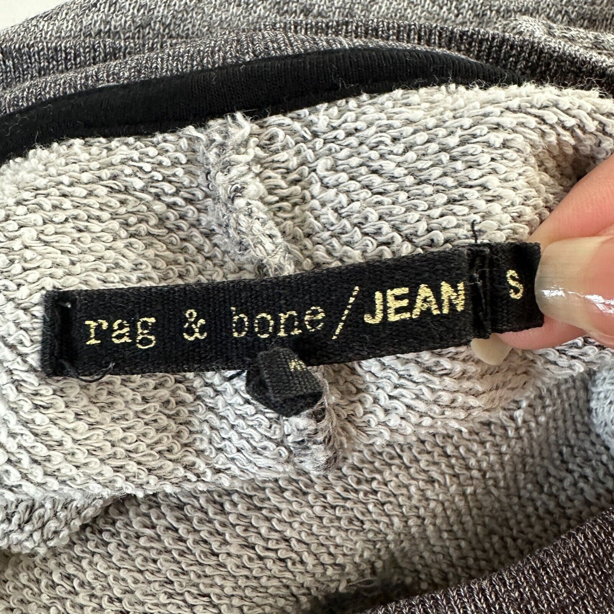Rag & Bone Heather Gray Georgia Boxy Jumper Sweatshirt Dark Gray Trim S