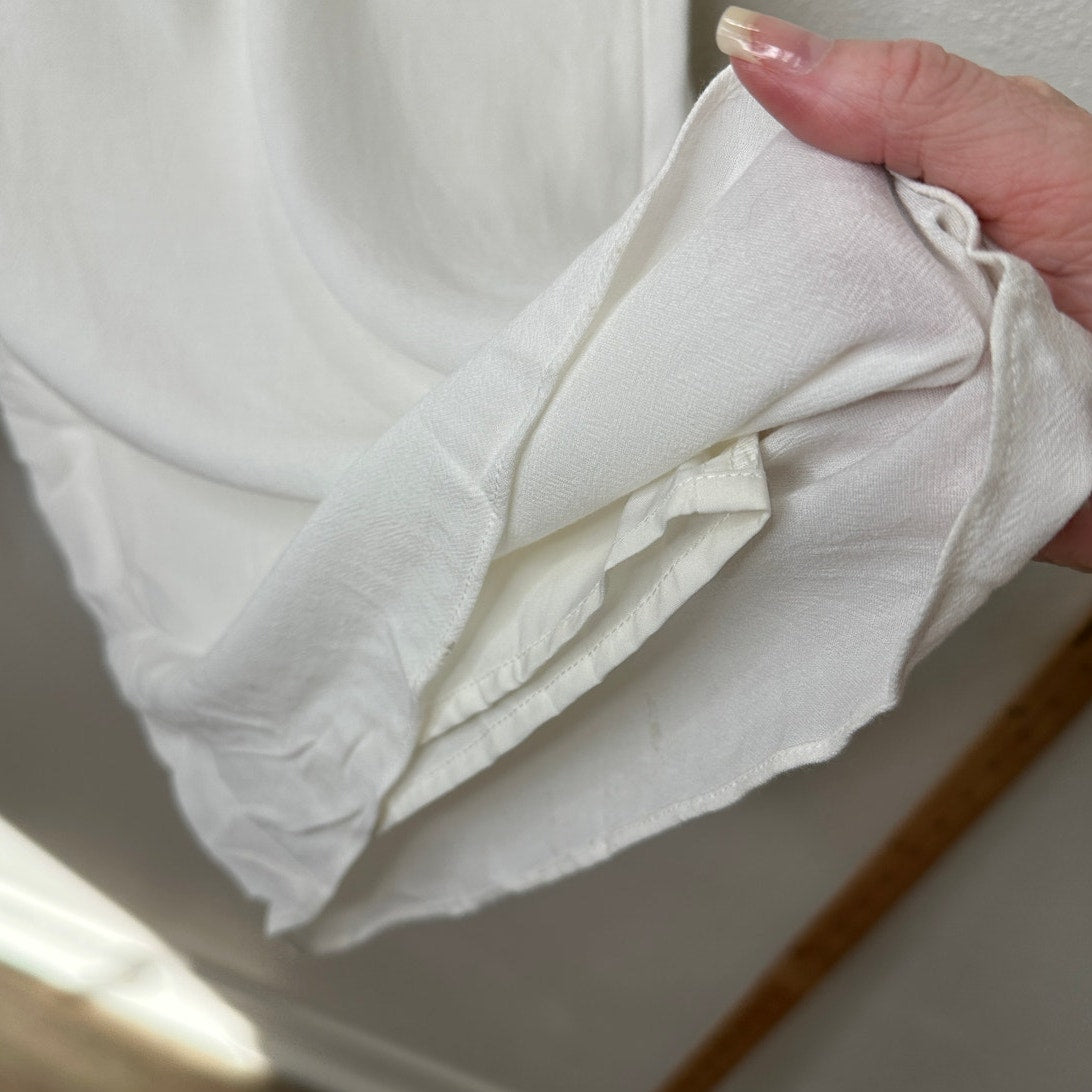 Acoa Off White Elastic Waist Pocketed Lined Flowy Pant XS