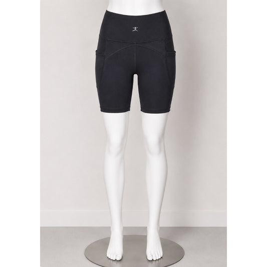 Danskin Black Bike Shorts Side Pockets High Rise Shaping Contour Seams