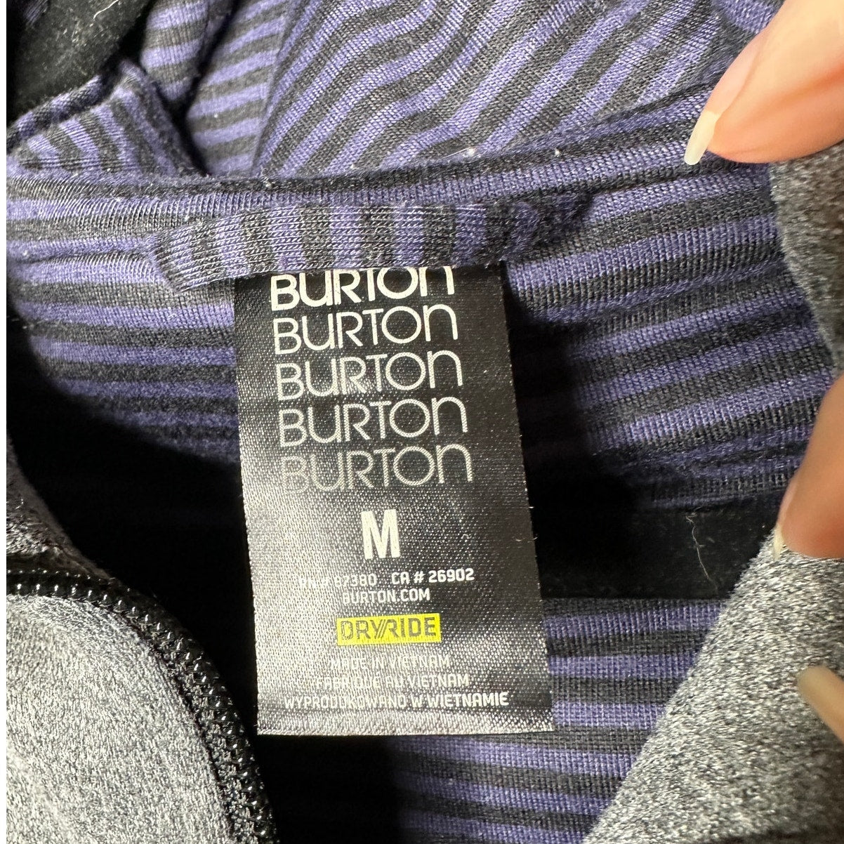 Burton Gray & Black Dry Ride Starr Hooded Zip Snowboard Vest M