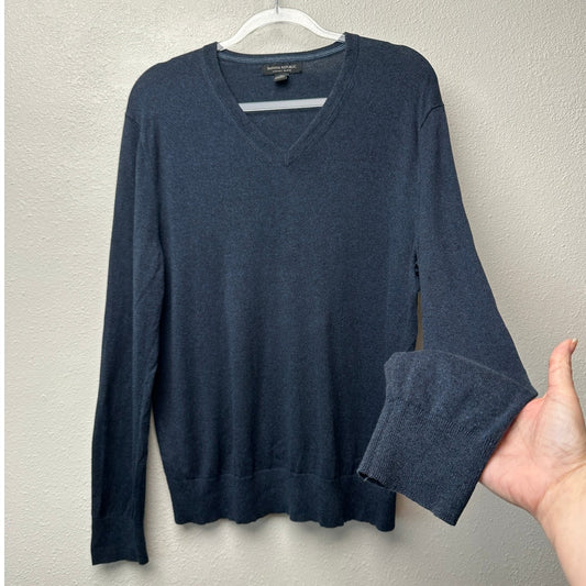 Banana Republic V Neck Sweater Blue L Silk Cashmere