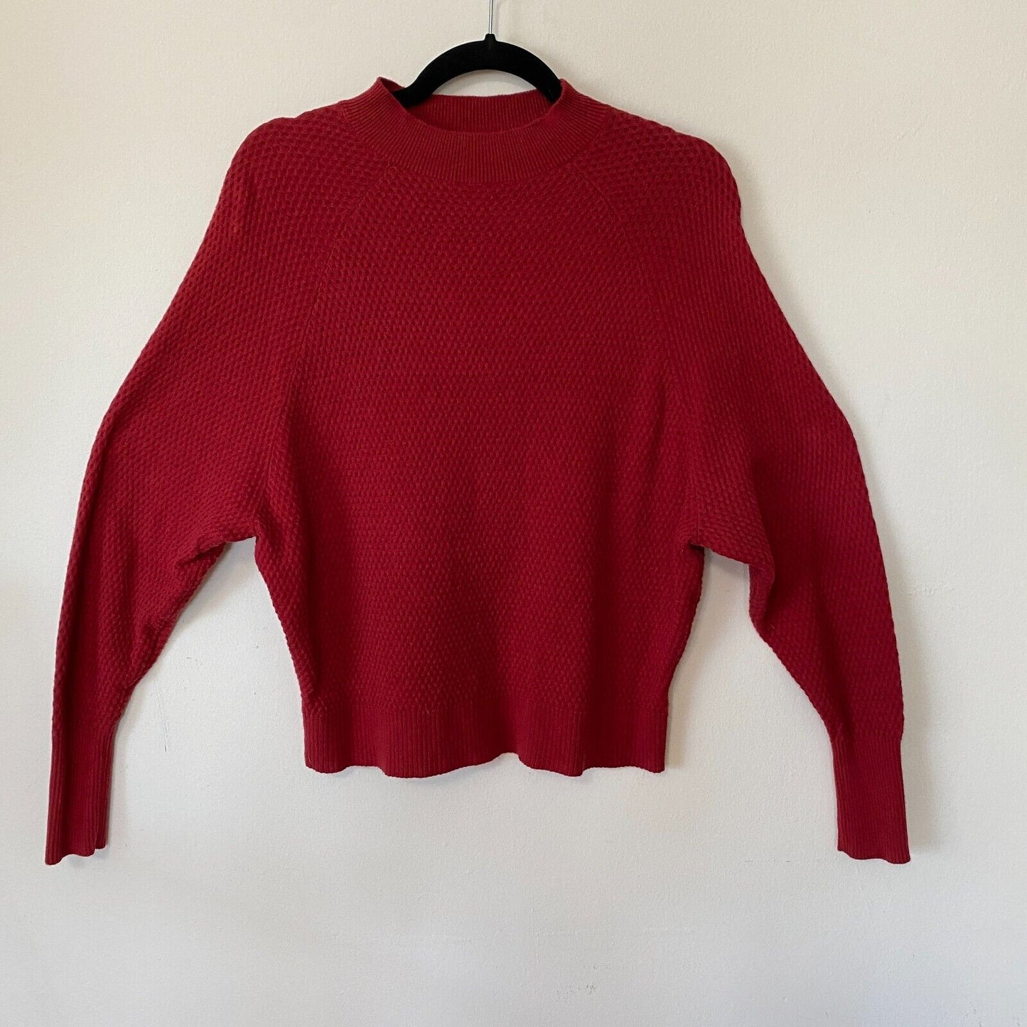 Target Prologue Red Waffle Knit Mock Neck Long Sleeve Sweater S Cotton Wool