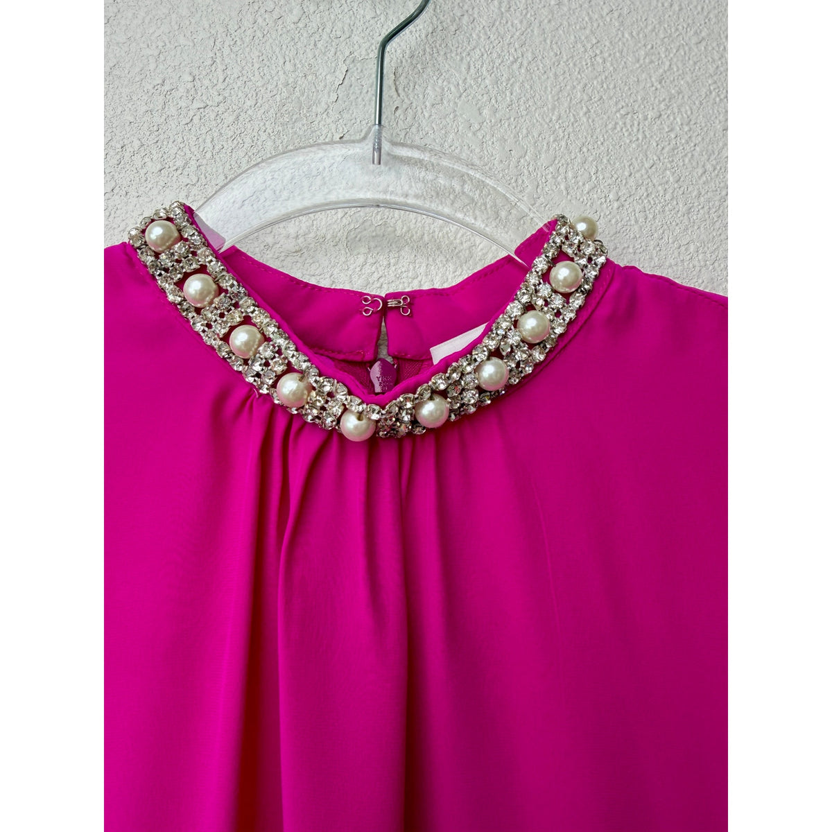 Amanda Uprichard Silk Pearl High Neck Blouse US S Pink