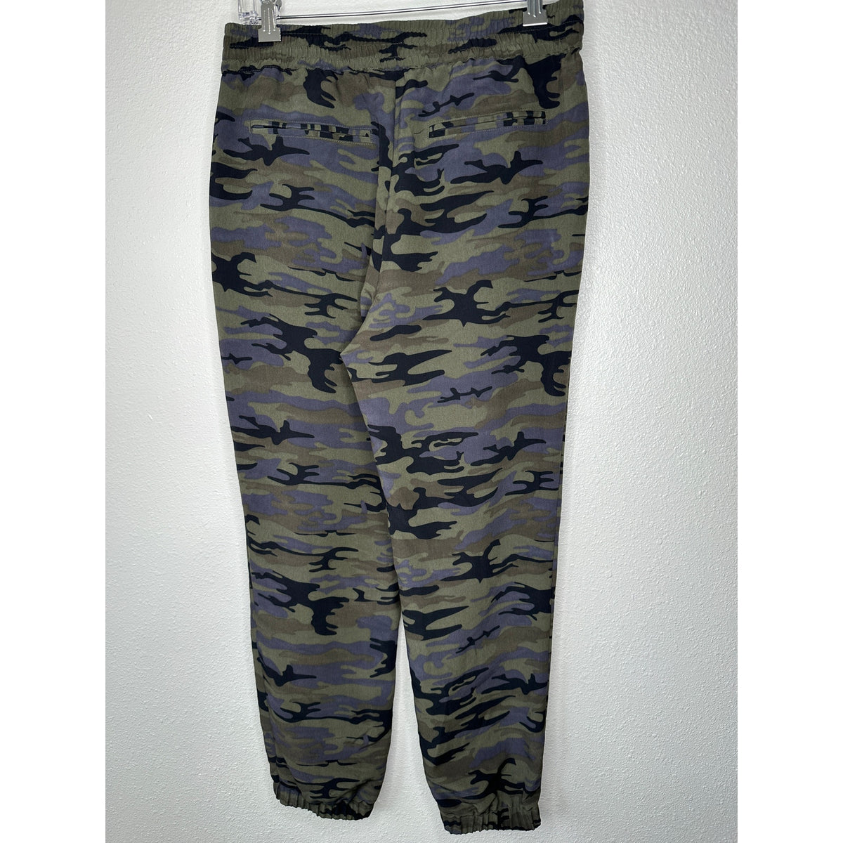 Sanctuary Green Black Blue Camo Print Cinch Waist Banded Joggger S