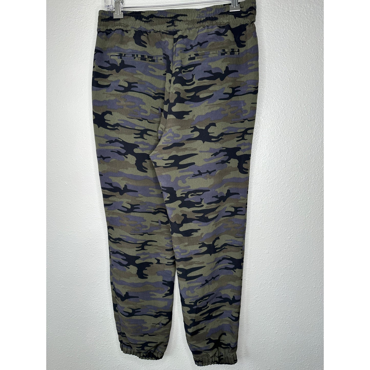 Sanctuary Green Black Blue Camo Print Cinch Waist Banded Joggger S