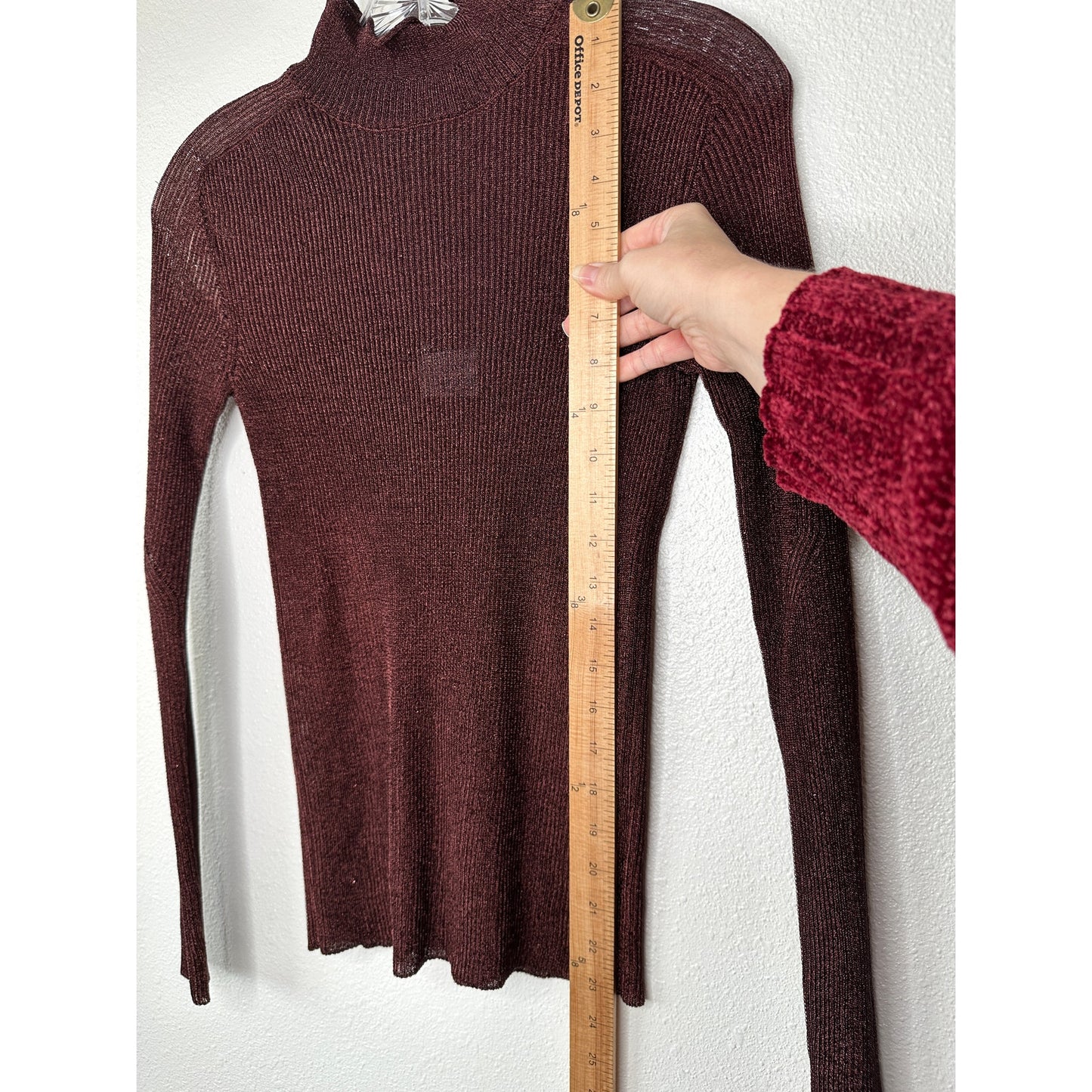 NWT With Black Victoria Metallic Bronze Pullover Ruffle Mock Neck Top S