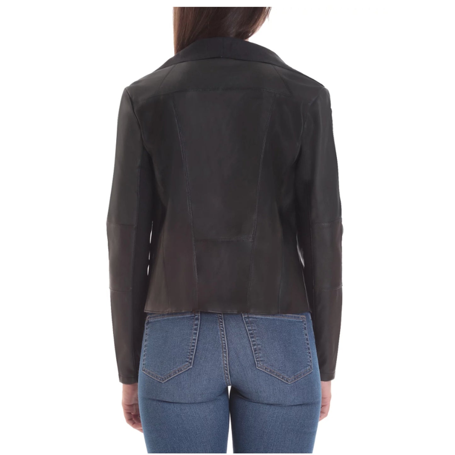 Bagatelle Pewter Gray Faux Leather Open Front Waterfall Jacket Zip Pocket Medium