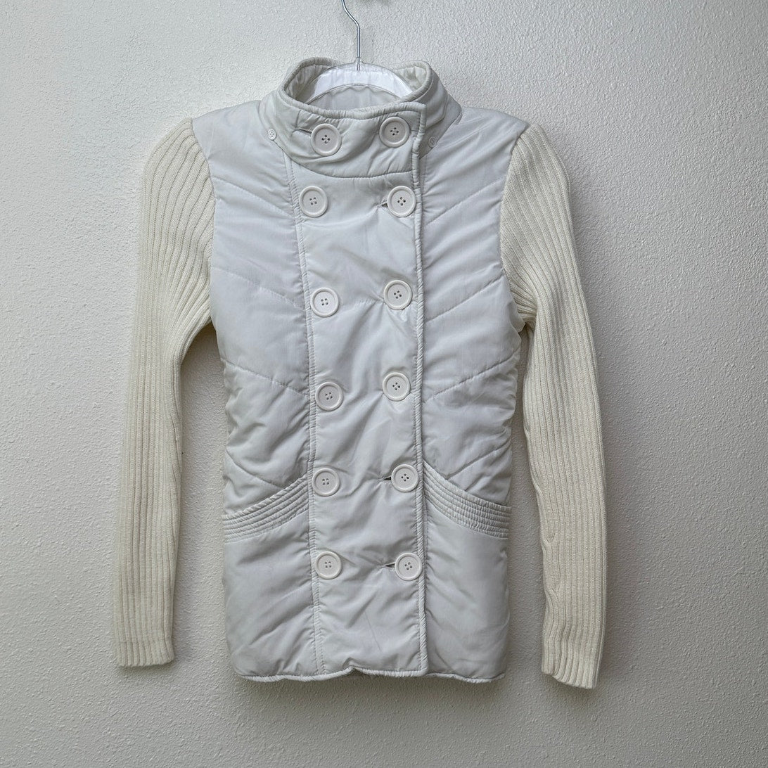JJAlways Women’s Cream/White Mixed Media Double-Breasted Jacket US S