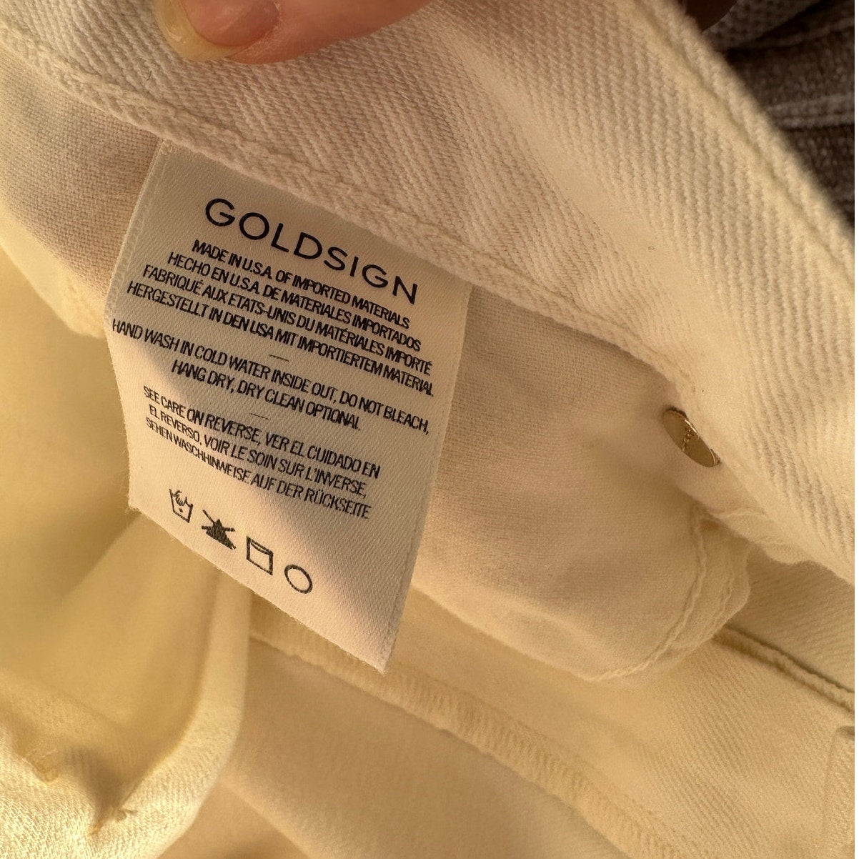 NWT Goldsign The A Jean Pressed Pearl Ivory Jeans 32