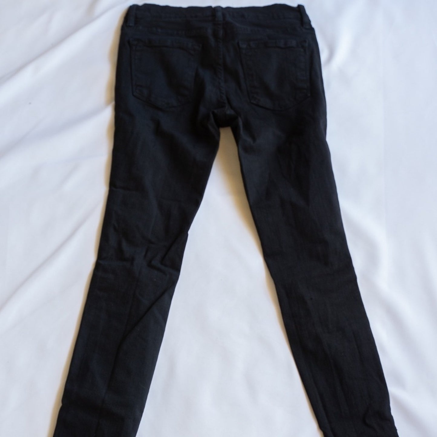 Frame Le Skinny De Jeanne Noir Black Distressed Skinny Jeans 25