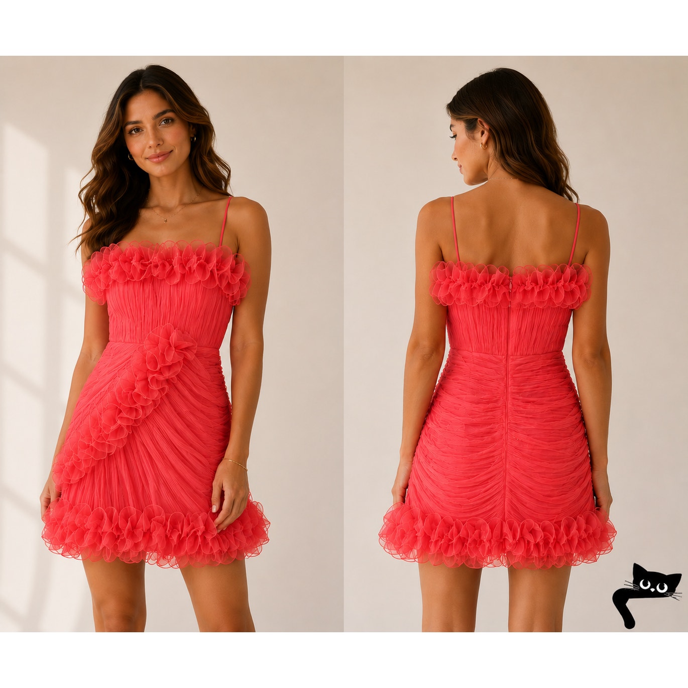 ASOS Design Red Bodycon Ruffle Mesh Bandeau Neck Strapless Mini Dress 4