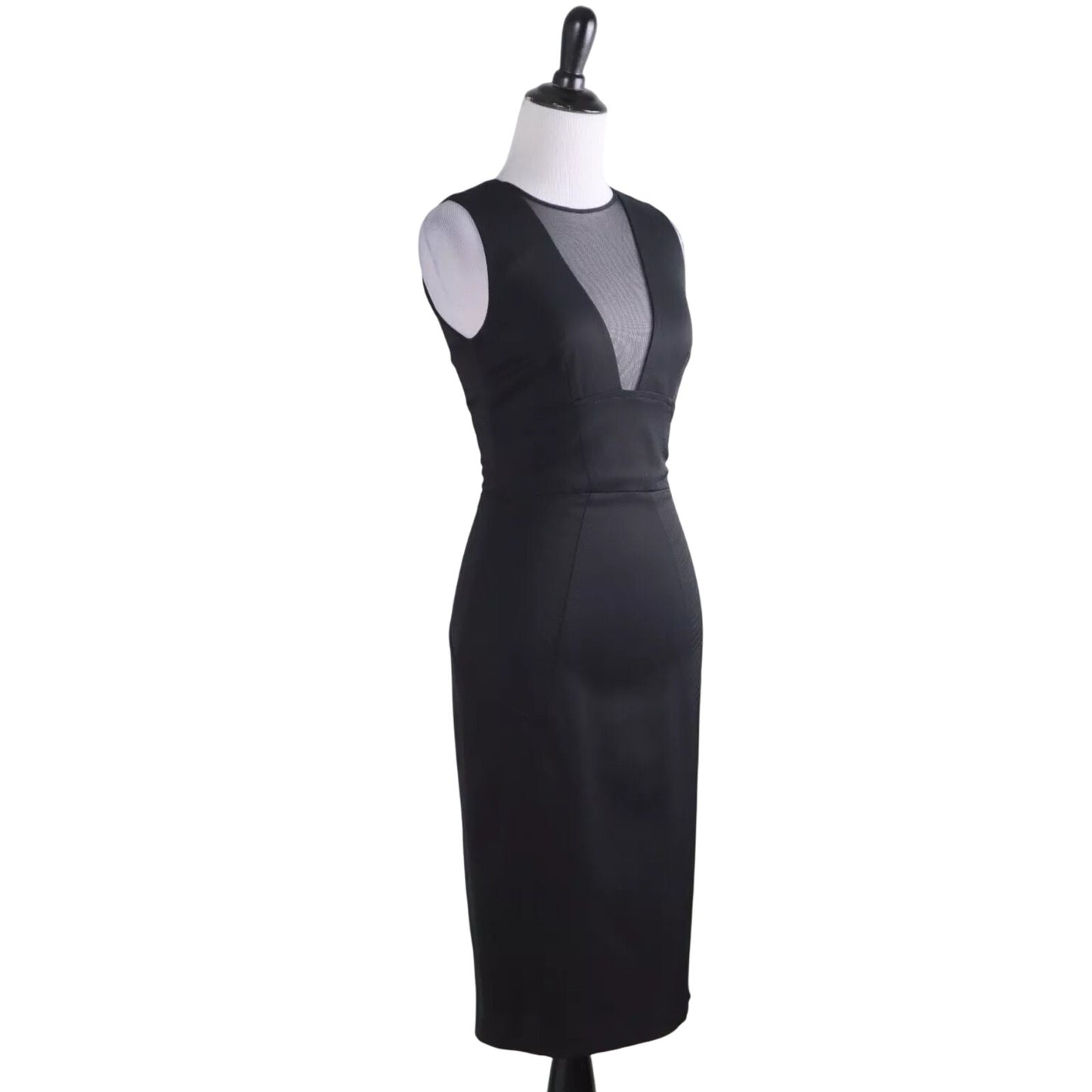 Reiss Black Sheer Mesh Brightwell Pencil Sheath Dress 6