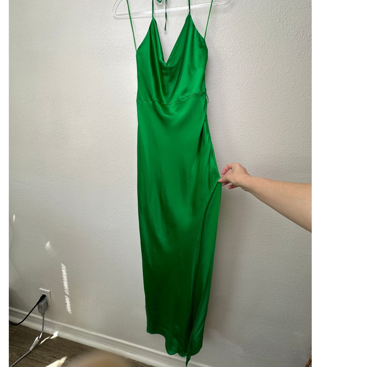 NWT Nicholas Lucinda Green Silk Halter Slip Maxi Dress Women’s US 6
