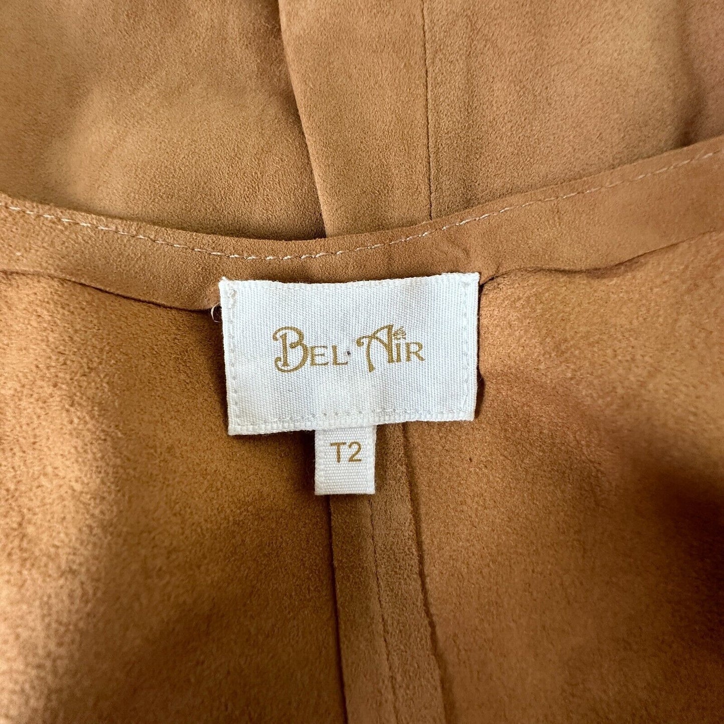 Belair Calvi Camel-Tan Goat Suede Sleeveless Fringed Scoop Neck Mini Dress T2