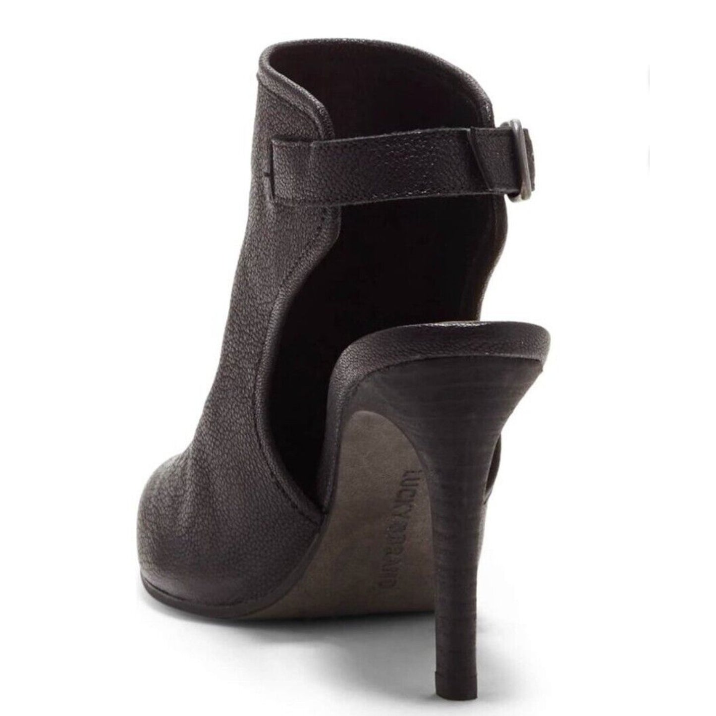 RARE Lucky Brand Ibiza Jet Black Pointed Toe Leather Ankle Strap Stiletto 7.5