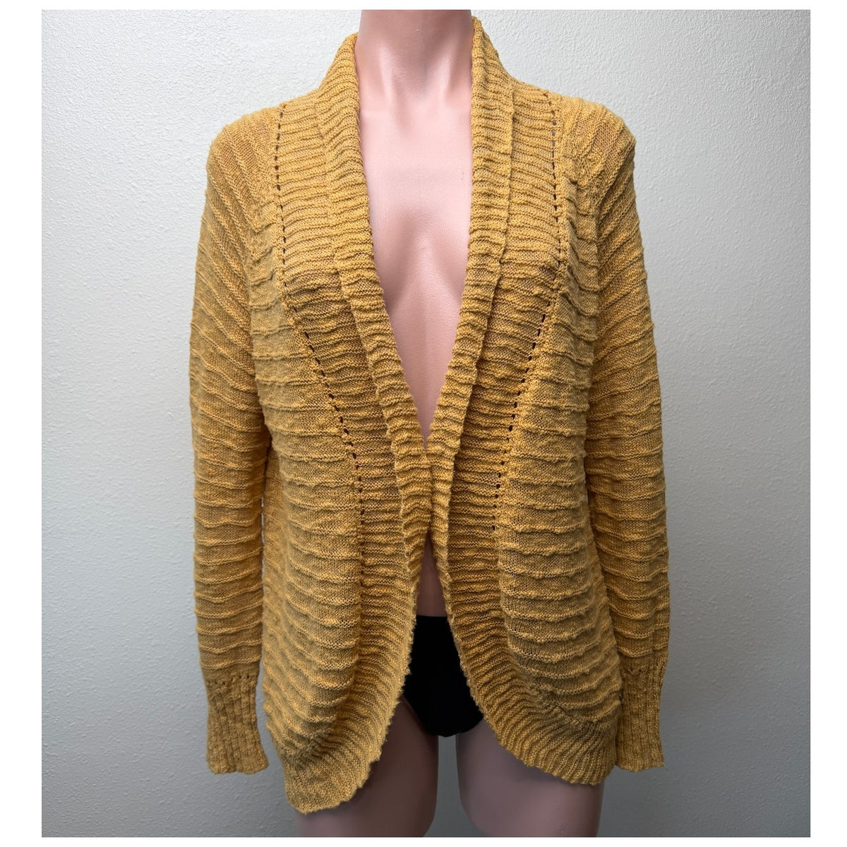 Roxy Let's Go Anywhere Cardigan Curry Mustard Open Front Women's US XS