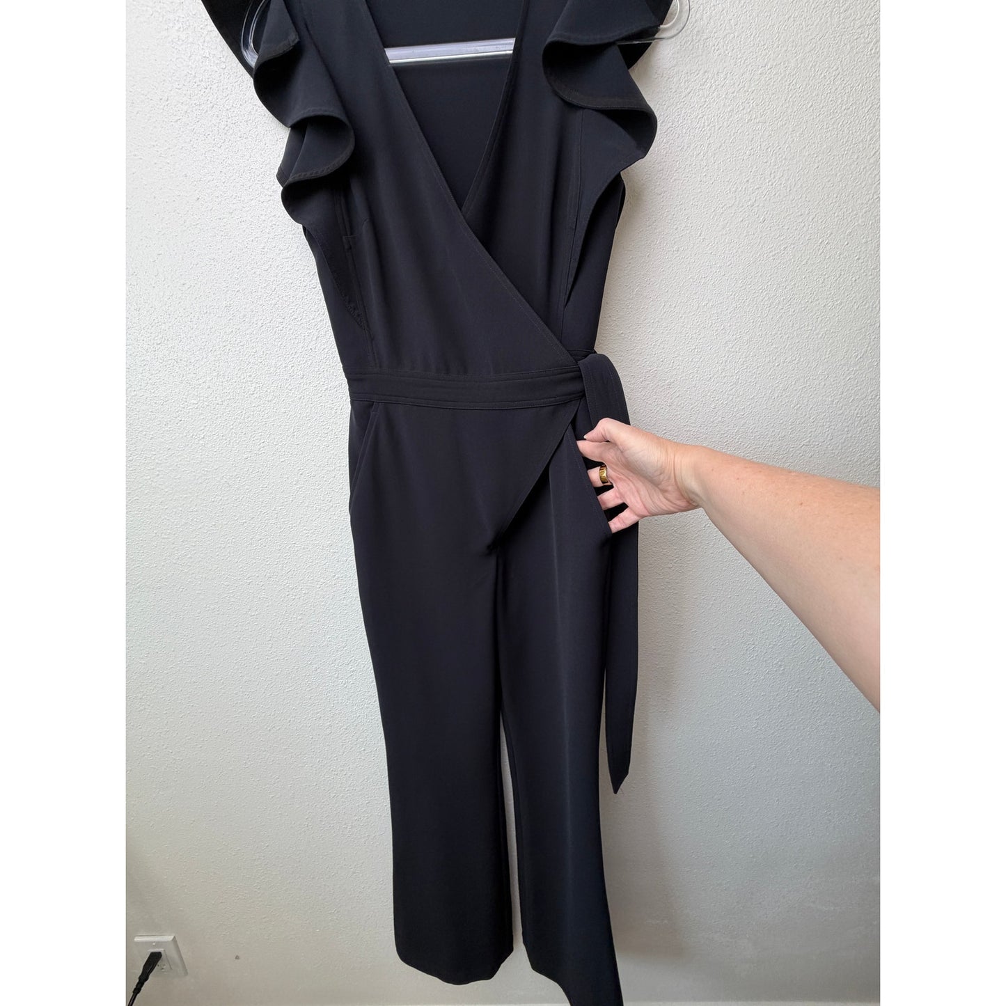 A.L.C. Wilder Black Wrap Flare Jumpsuit Womens 0
