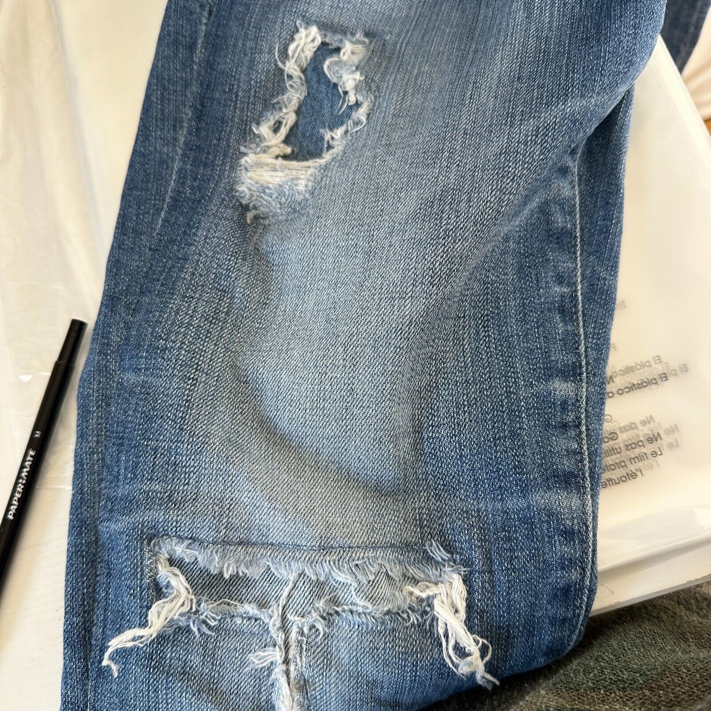 Ag Adriano Goldschmeid Distressed Med Wash The Stilt Cigarette Roll Up Jeans 27