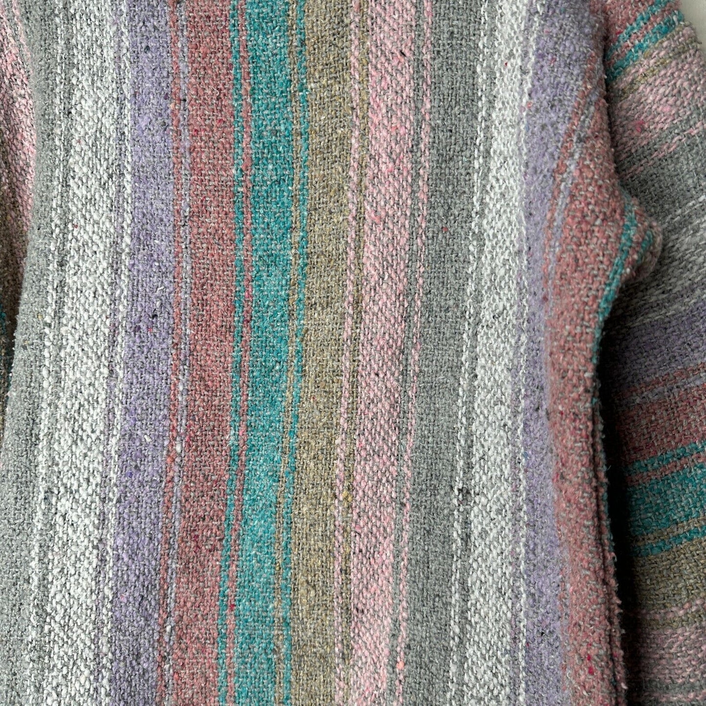 San Jose Pink Aqua Stripe Pullover Long Sleeve Blanket Front Pocket Hoodie L