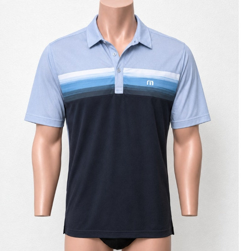 Travis Matthew Light Blue to Black Ombre Short Sleeve Golf Shirt M