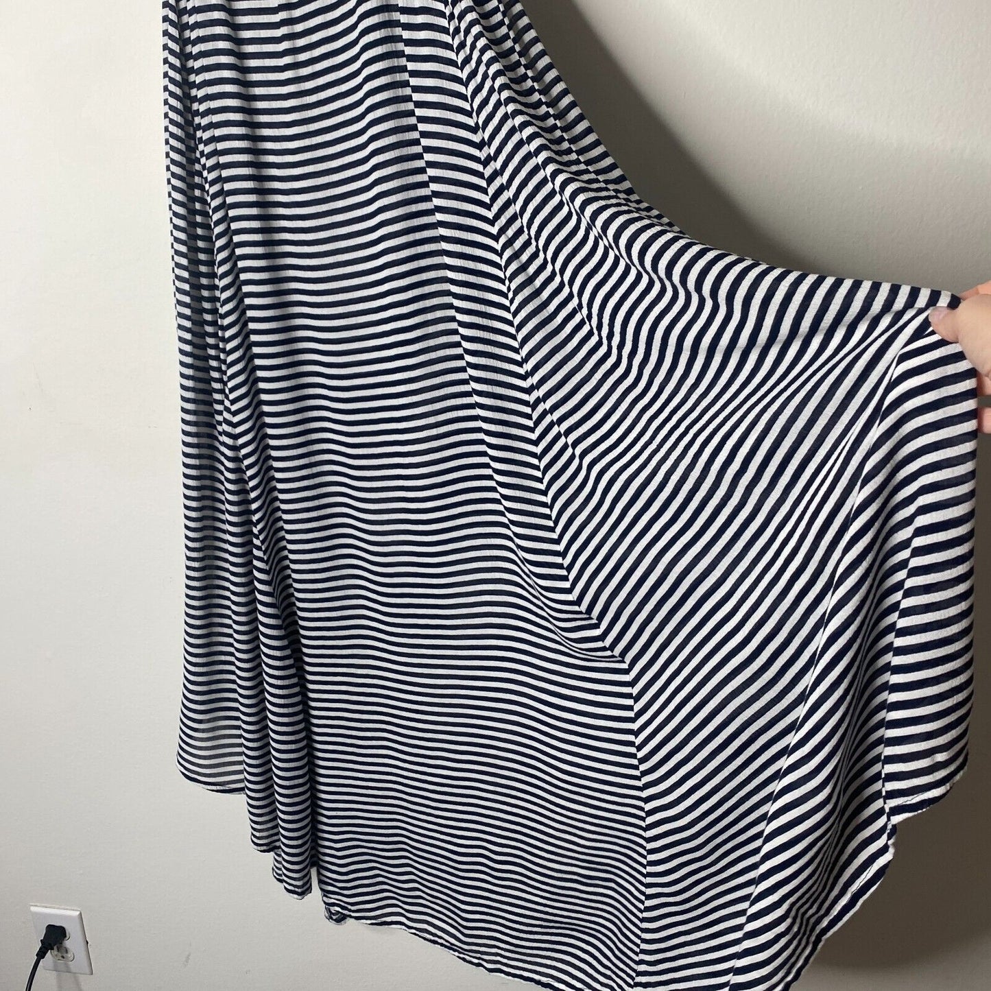 Mudpie Navy & White Thin Striped Flowy Sleeveless Stretch Tank Shift Dress S