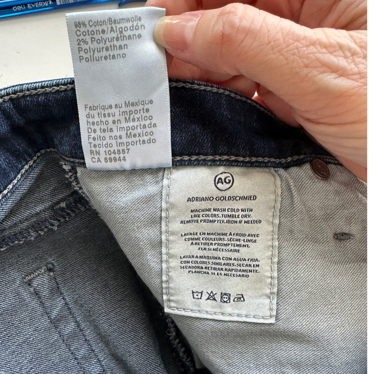 AG Dark Wash Whiskered Prima Ankle Cigarette Ankle Jeans 30