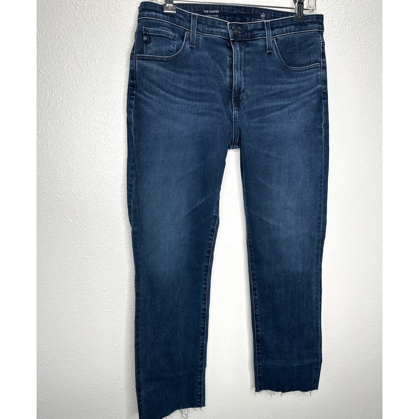 AG Dark Wash The Harper Essential Straight Raw Hem Jeans 29