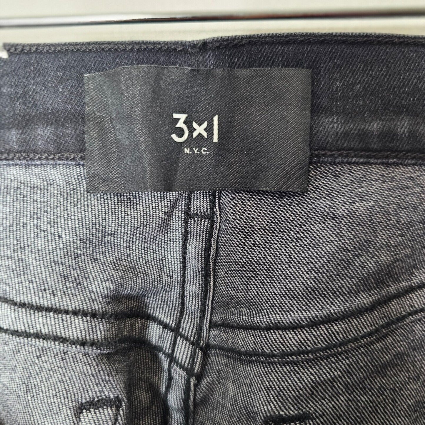 NWOT 3x1 Bijou Ink Black High Waist Adjustable Chain Slim Skinny Jean Size 26