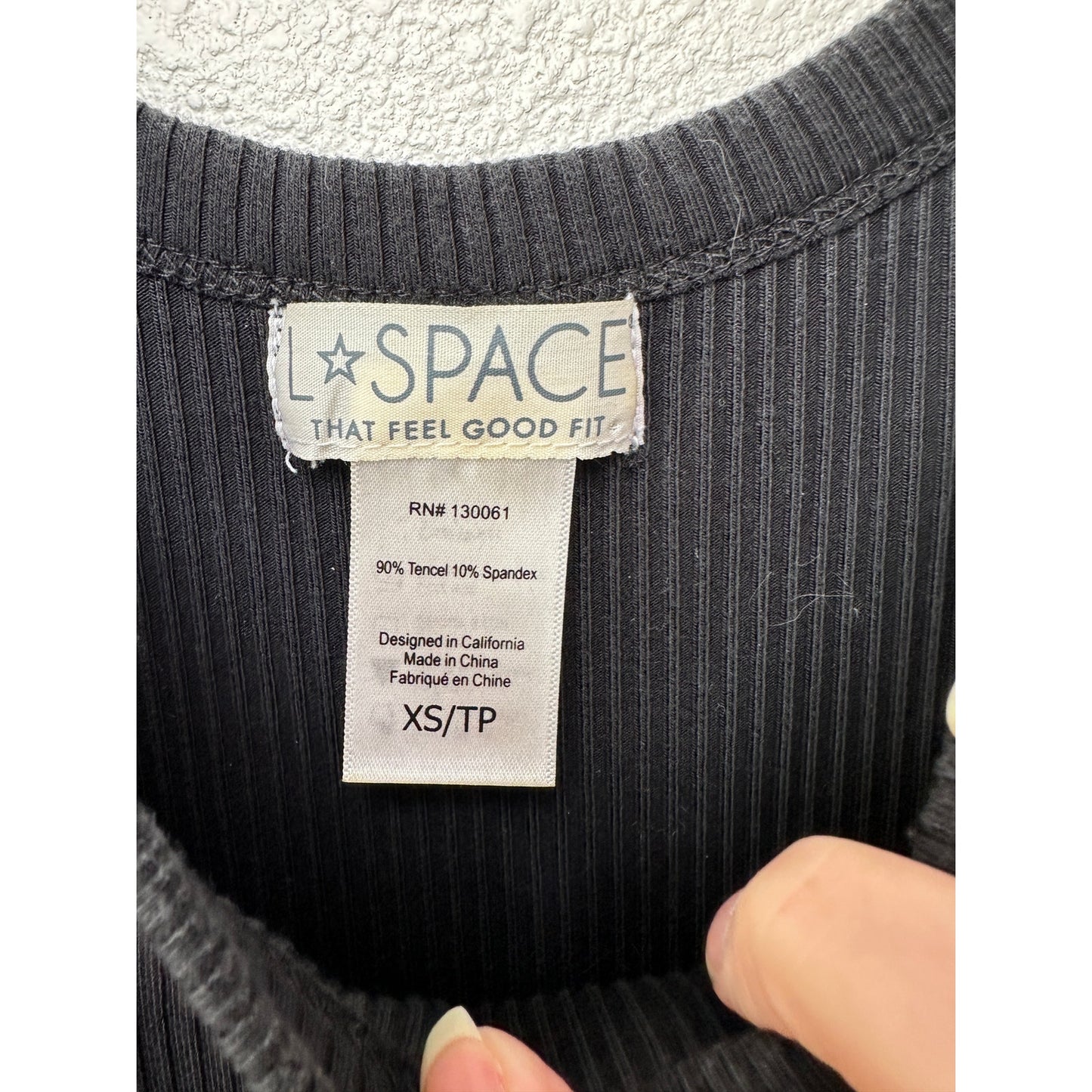 L Space Sandpiper Dress Black Women XS Ribbed Midi