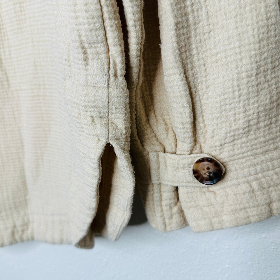 Madewell Oatmeal Long Sleeve Button Front Pocketed Waffle Pattern Shirt Jacket