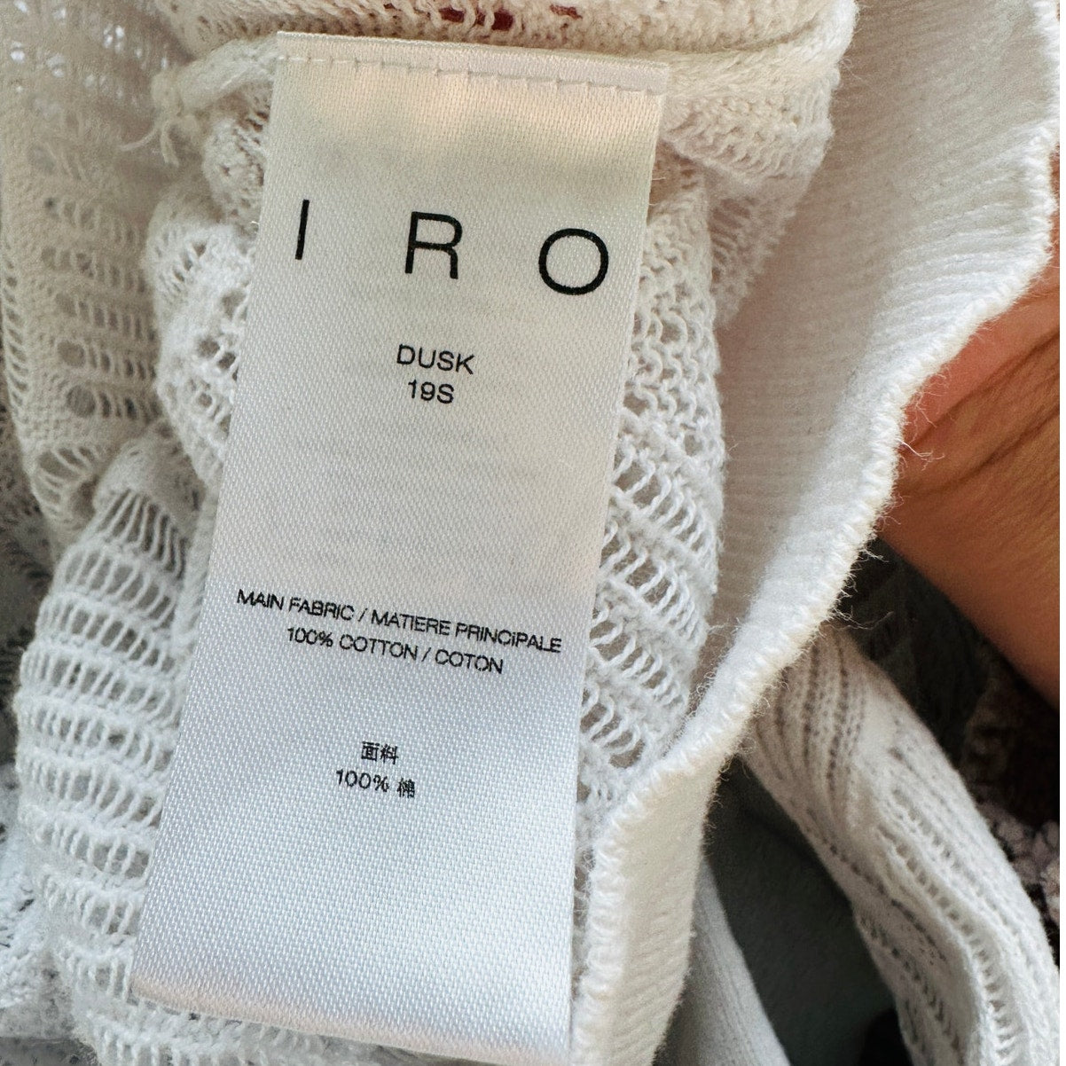 IRO Dusk White Crochet V Neck Lightweight Sweater Dolman Sleeves XS