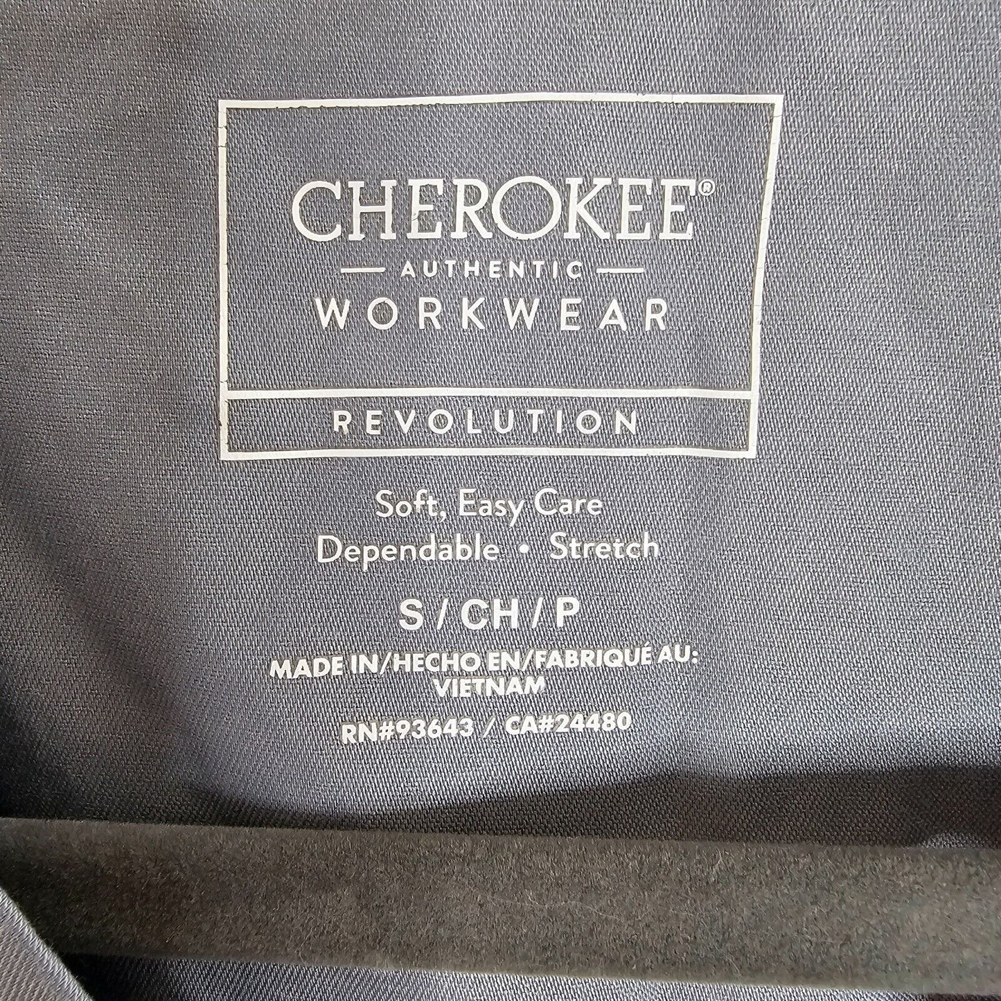 Cherokee Workwear Revolution Gray-Blue Mock Wrap V-Neck Patch Pockets Scrub Top
